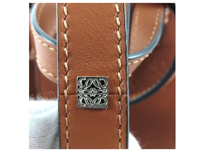 Borsa a spalla mini Hammock in pelle tan con cordino Loewe - vista 11