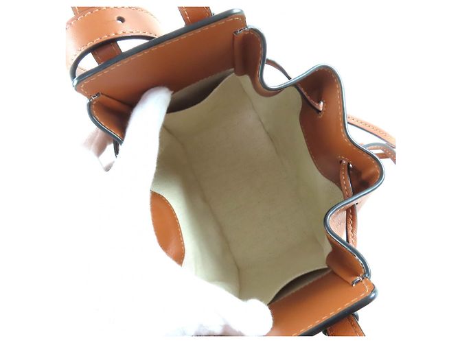 Borsa a spalla mini Hammock in pelle tan con cordino Loewe - vista 4