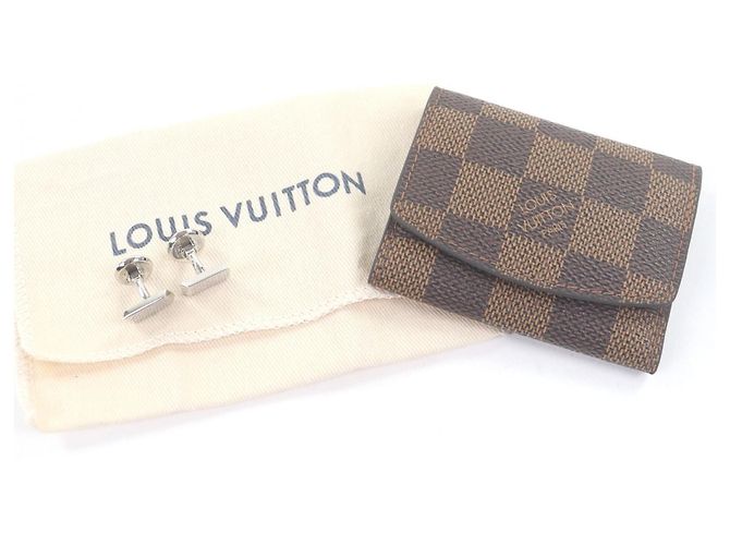 Gemelli quadrati con logo Damier Heritage di Louis Vuitton Argento - vista 2