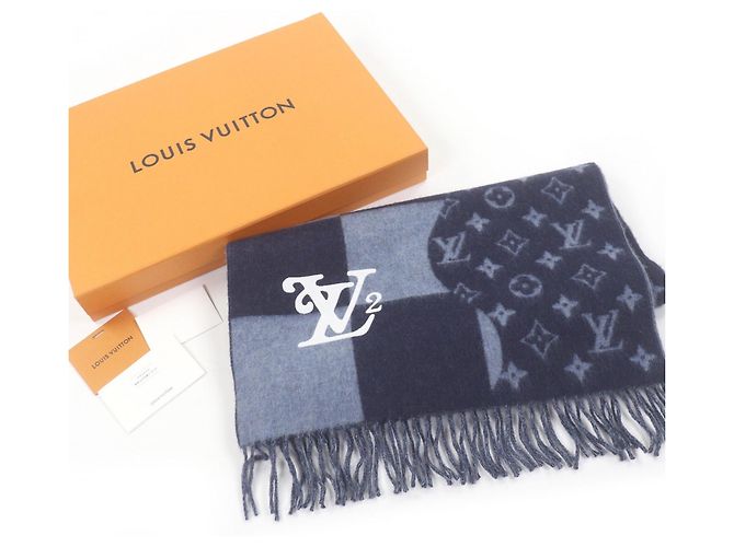 Stola in cashmere Louis Vuitton Blu navy - vista 2