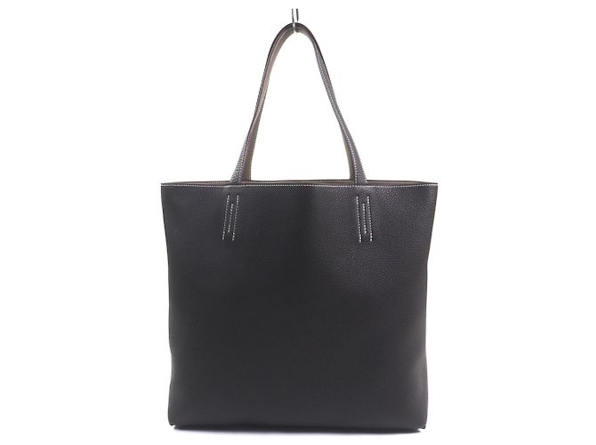 Hermès Borsa Tote Double Sens 45 HERMES Taupe Damier ebene - vista 5