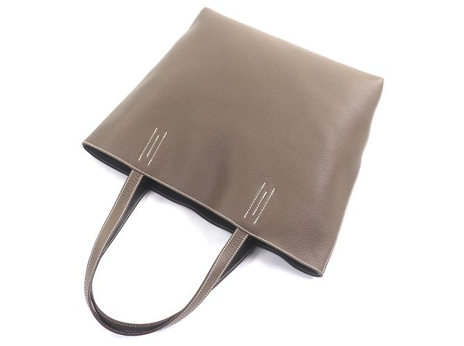 Hermès Borsa Tote Double Sens 45 HERMES Taupe Damier ebene - vista 8