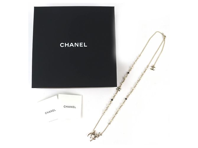 Collana in perle finte con strass Chanel Bambi Coco Mark D'oro - vista 2