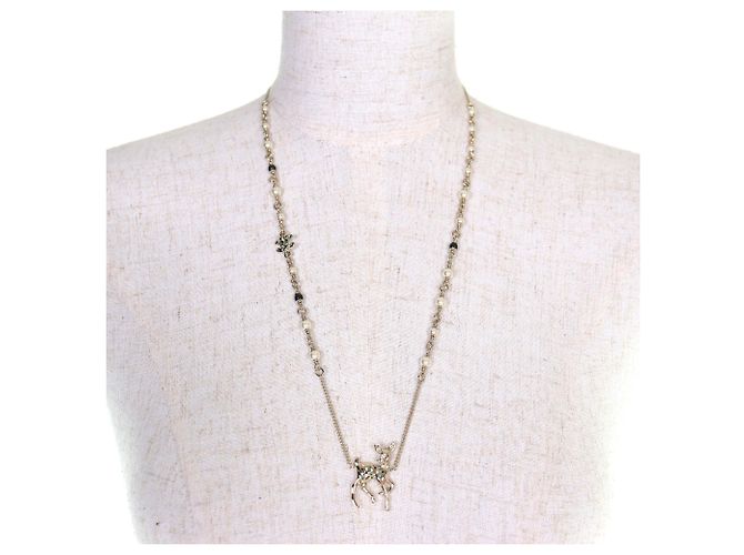 Collana in perle finte con strass Chanel Bambi Coco Mark D'oro - vista 3