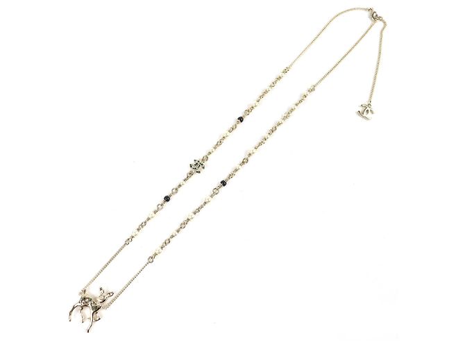 Collana in perle finte con strass Chanel Bambi Coco Mark D'oro - vista 4
