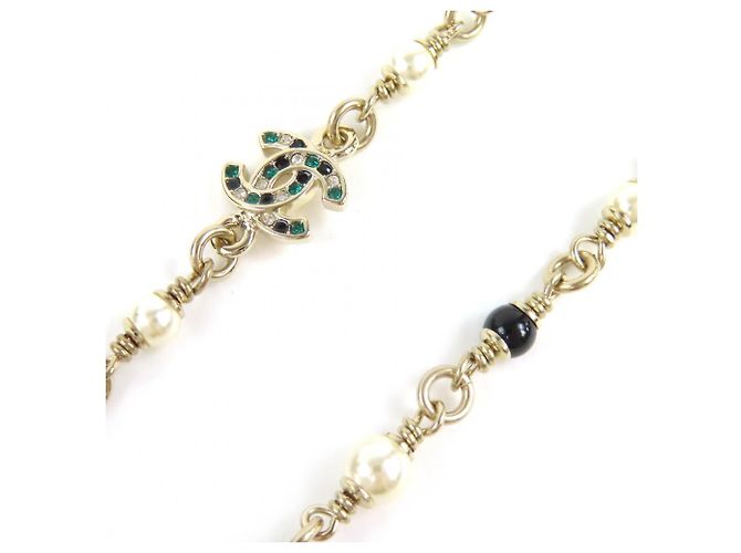 Collana in perle finte con strass Chanel Bambi Coco Mark D'oro - vista 6