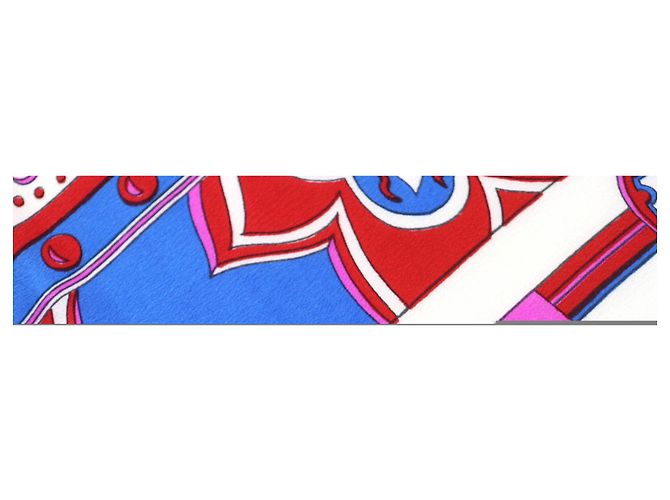 Chal de seda 100% con patrón paisley de Hermès Roja Azul Crudo - vista 4
