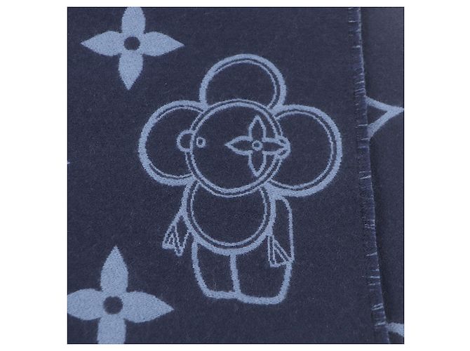 Chal de lana Vivienne Monogram de Louis Vuitton Azul marino - vista 6