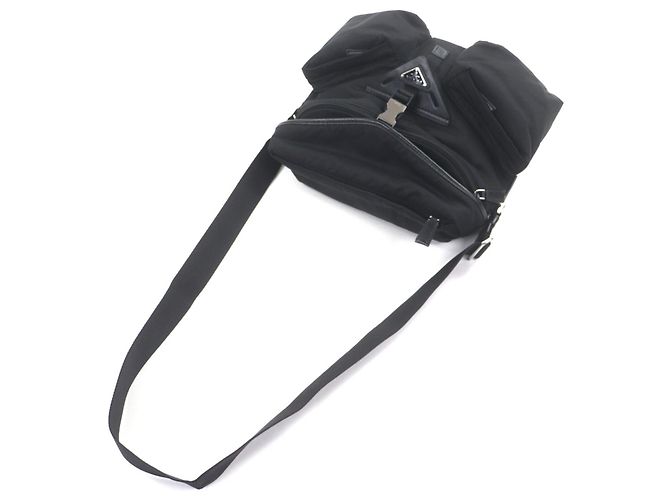 Bolsa de ombro em couro nylon Re-Nylon com logo triangular Prada Preto - vista 5