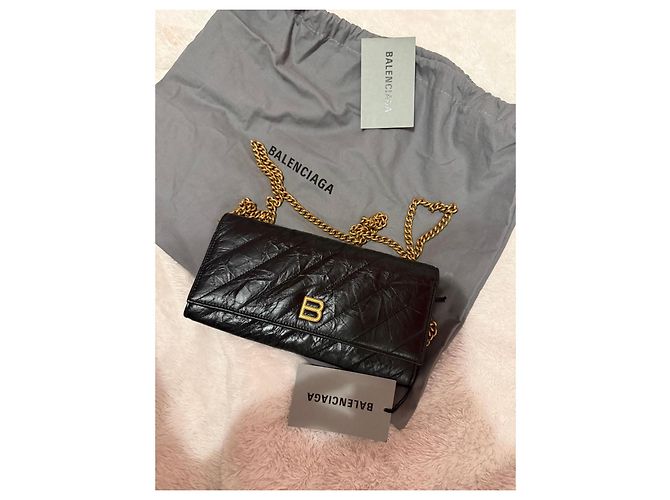 Borsa a tracolla Balenciaga Crush in pelle nera trapuntata Nero - vista 2