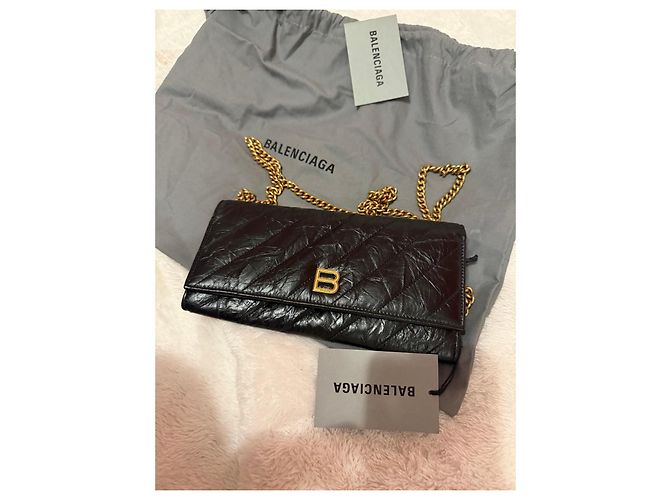 Borsa a tracolla Balenciaga Crush in pelle nera trapuntata Nero - vista 3