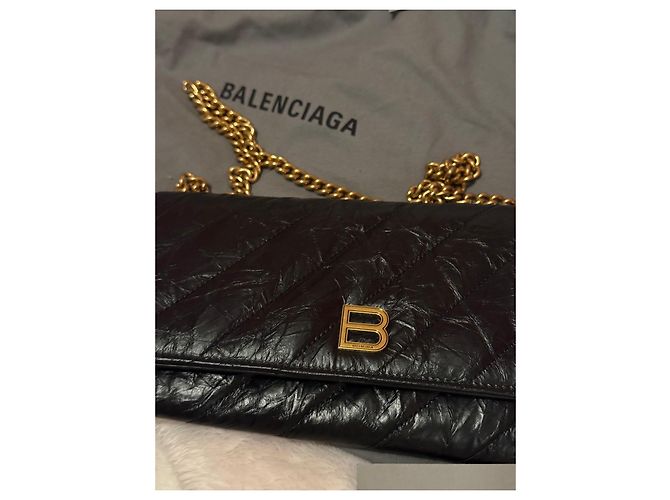 Borsa a tracolla Balenciaga Crush in pelle nera trapuntata Nero - vista 4