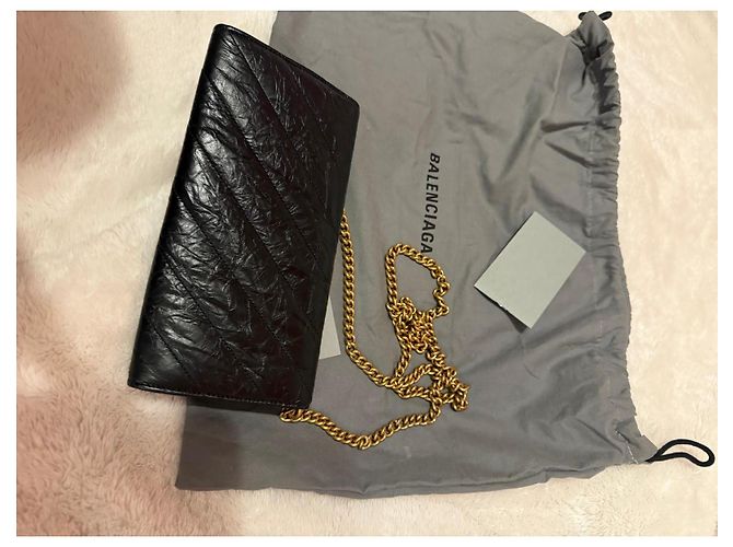 Borsa a tracolla Balenciaga Crush in pelle nera trapuntata Nero - vista 6