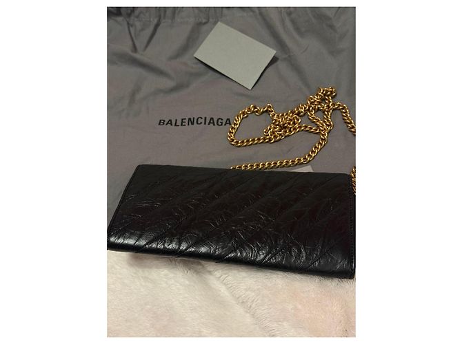 Borsa a tracolla Balenciaga Crush in pelle nera trapuntata Nero - vista 7