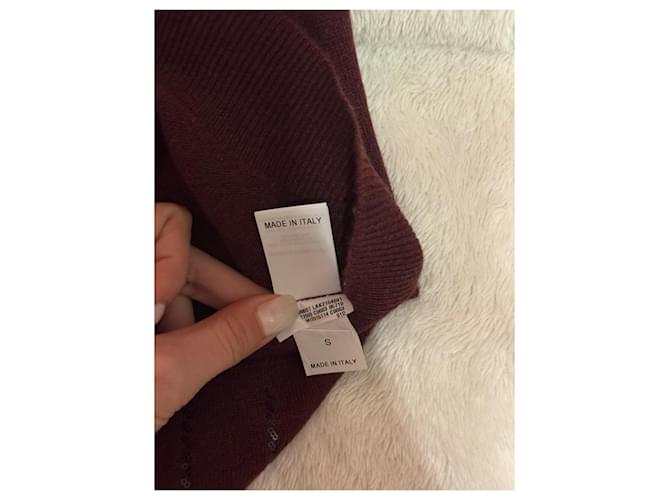Brunello Cucinelli Bordeaux Cashmere-Pullover mit Pailletten - Ansicht 8