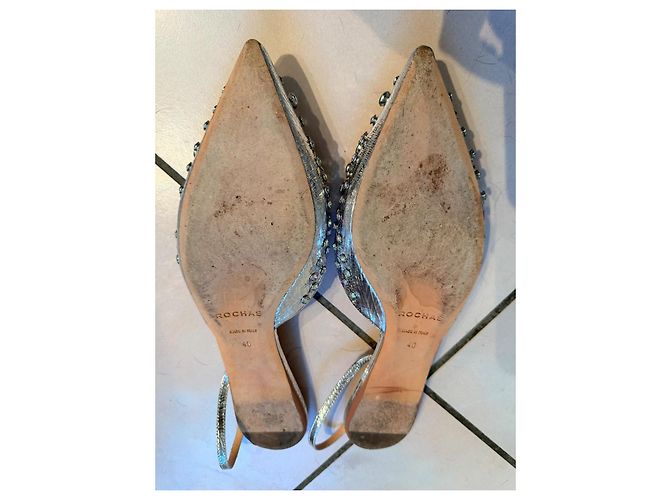Mules slingback Rochas in pelle argentata 40 Argento - vista 3