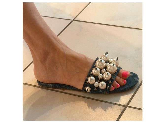 MULES MIU MIU IN DENIM 39 Blu Blu navy - vista 2