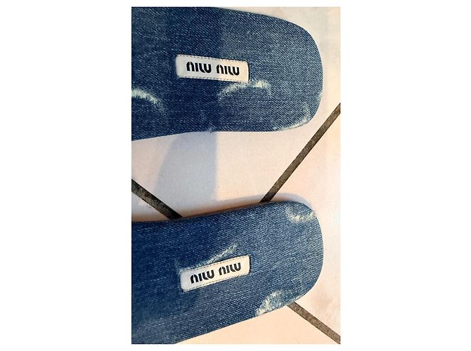 MULES MIU MIU IN DENIM 39 Blu Blu navy - vista 4