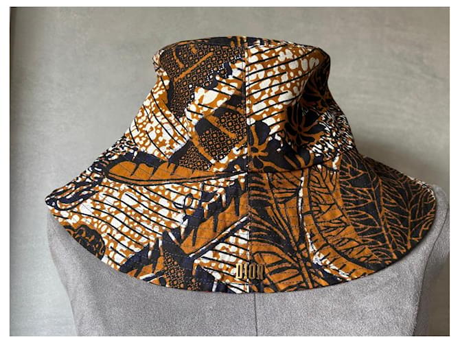 Cappello Bob Dior 'Toile de Jouy' in cotone Marrone Bianco Rosso Blu scuro - vista 4