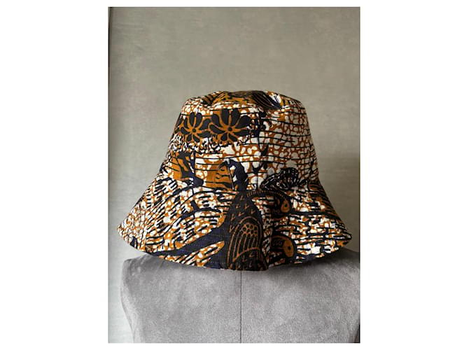Cappello Bob Dior 'Toile de Jouy' in cotone Marrone Bianco Rosso Blu scuro - vista 5