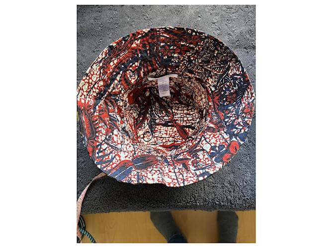 Cappello Bob Dior 'Toile de Jouy' in cotone Marrone Bianco Rosso Blu scuro - vista 6