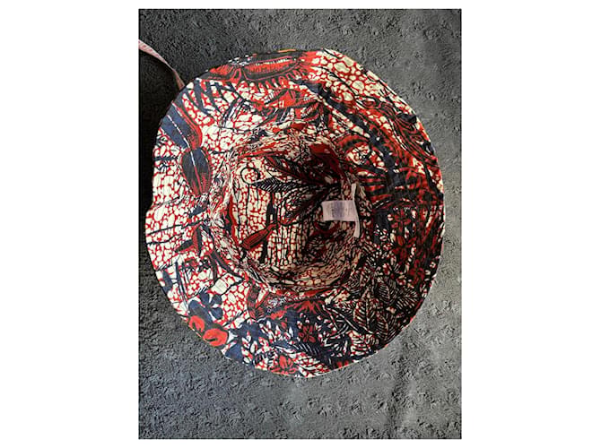 Cappello Bob Dior 'Toile de Jouy' in cotone Marrone Bianco Rosso Blu scuro - vista 7