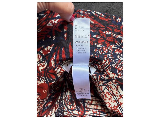 Cappello Bob Dior 'Toile de Jouy' in cotone Marrone Bianco Rosso Blu scuro - vista 9