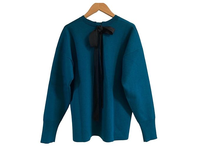 LANVIN en Bleu Strickpullover mit Rückband Grün - Ansicht 2