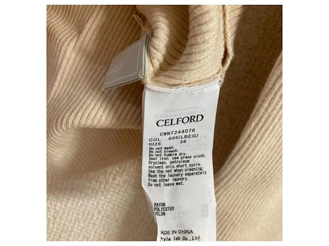 Autre Marque CELFORD Langarm-Strickpullover Beige - Ansicht 5