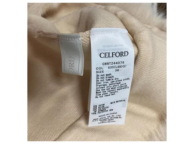 Autre Marque CELFORD Langarm-Strickpullover Beige - Ansicht 7