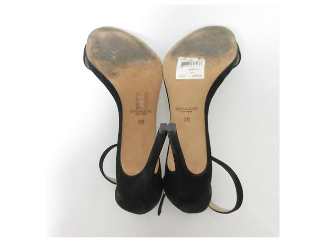 Sandali con tacco alto in nubuck ITL HAMPTON di Coach Nero - vista 6