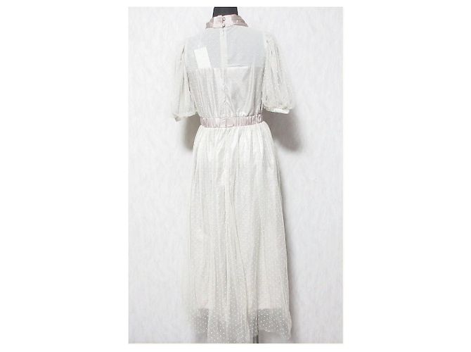 Autre Marque Vestido de tule com poás e gola alta WILLSELECTION Bege - vista 2