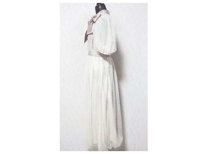 Autre Marque Vestido de tule com poás e gola alta WILLSELECTION Bege - vista 3