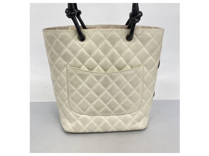 Chanel Cambon Lammnappa Tote Bag Schwarz Weiß - Ansicht 12