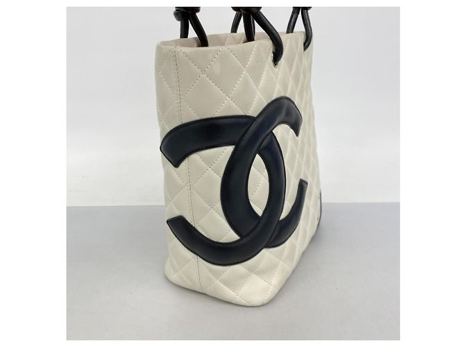 Chanel Cambon Lammnappa Tote Bag Schwarz Weiß - Ansicht 2