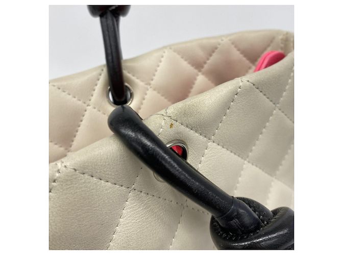 Chanel Cambon Lammnappa Tote Bag Schwarz Weiß - Ansicht 7