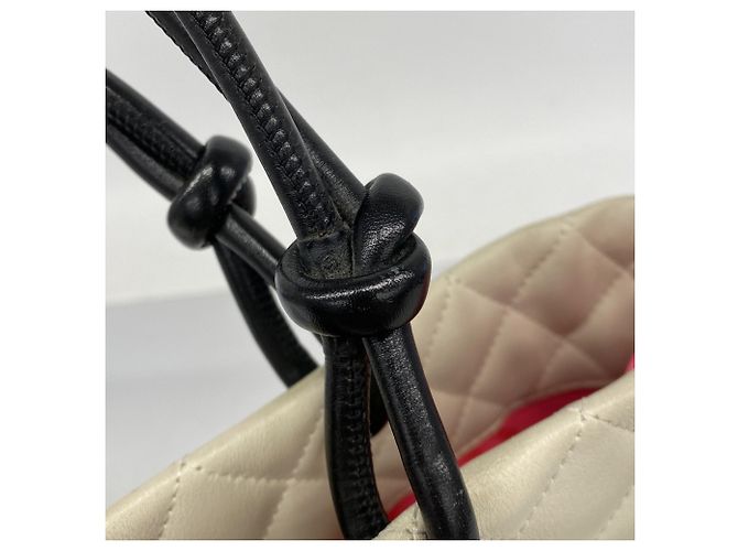 Chanel Cambon Lammnappa Tote Bag Schwarz Weiß - Ansicht 8