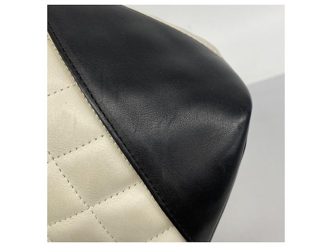 Chanel Cambon Lammnappa Tote Bag Schwarz Weiß - Ansicht 9