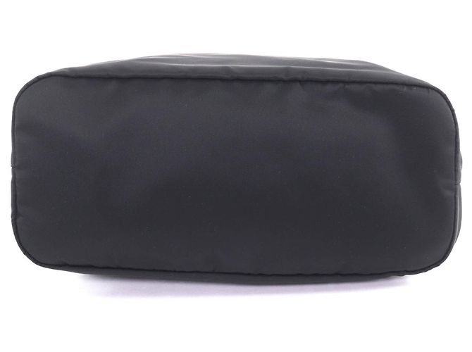 Bolso tote de cuero con detalles de cuero y logo triangular Prada 1BG189 Negro - vista 4