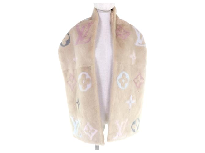 Sciarpa Monogram Minkgram di Louis Vuitton Multicolore Beige - vista 3