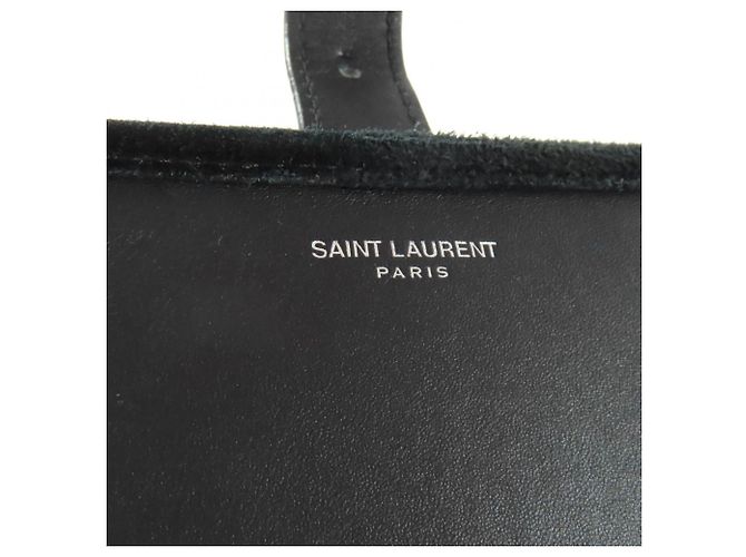 Borsa a Spalla in Velluto Monogramma Saint Laurent Nero - vista 13