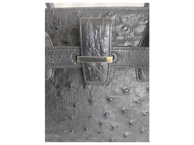 Autre Marque Authentische JRA-Ostrich-Leder-Tote-Tasche - Klassisch schwarzer Luxus - Ansicht 10
