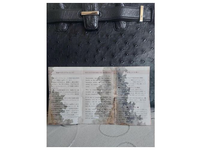 Autre Marque Authentische JRA-Ostrich-Leder-Tote-Tasche - Klassisch schwarzer Luxus - Ansicht 6