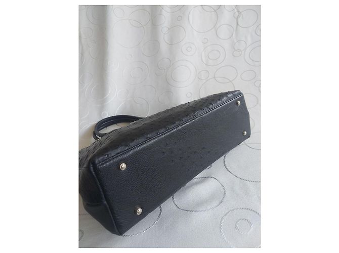 Autre Marque Authentische JRA-Ostrich-Leder-Tote-Tasche - Klassisch schwarzer Luxus - Ansicht 7