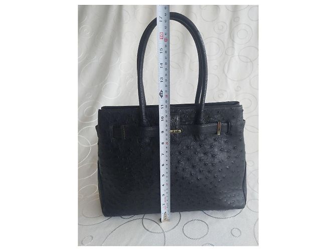 Autre Marque Authentische JRA-Ostrich-Leder-Tote-Tasche - Klassisch schwarzer Luxus - Ansicht 8
