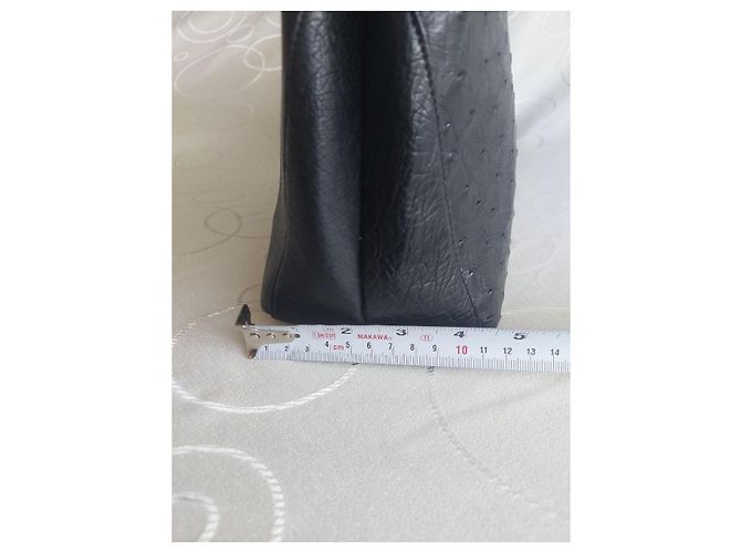 Autre Marque Authentische JRA-Ostrich-Leder-Tote-Tasche - Klassisch schwarzer Luxus - Ansicht 9