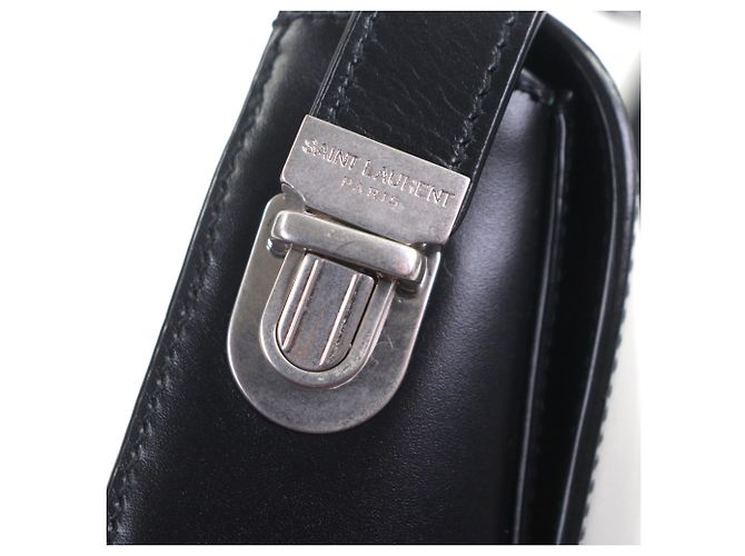 Borsa a tracolla piccola in pelle liscia con logo Saint Laurent Nero - vista 10