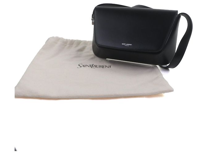 Borsa a tracolla piccola in pelle liscia con logo Saint Laurent Nero - vista 2