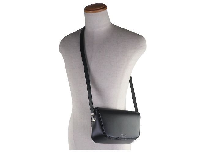 Borsa a tracolla piccola in pelle liscia con logo Saint Laurent Nero - vista 3