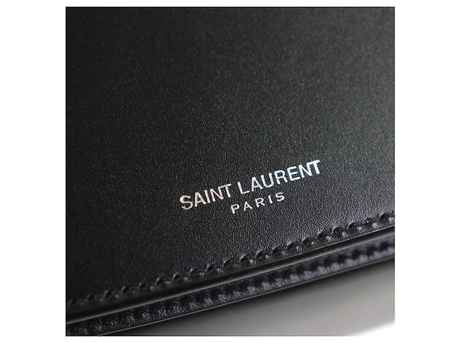 Borsa a tracolla piccola in pelle liscia con logo Saint Laurent Nero - vista 9